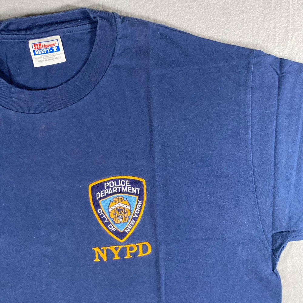 Hanes Beefy T NYPD Shirt Mens XL Police Department City‎ of New York Blue
